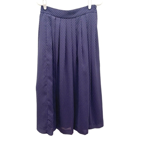 Vintage Talbots Women’s Purple Pleated Polka Dots Long Skirt Size 8 - Picture 1 of 5